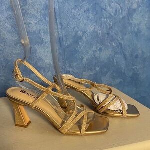 IDIFU Gold Glitter Strappy Heels